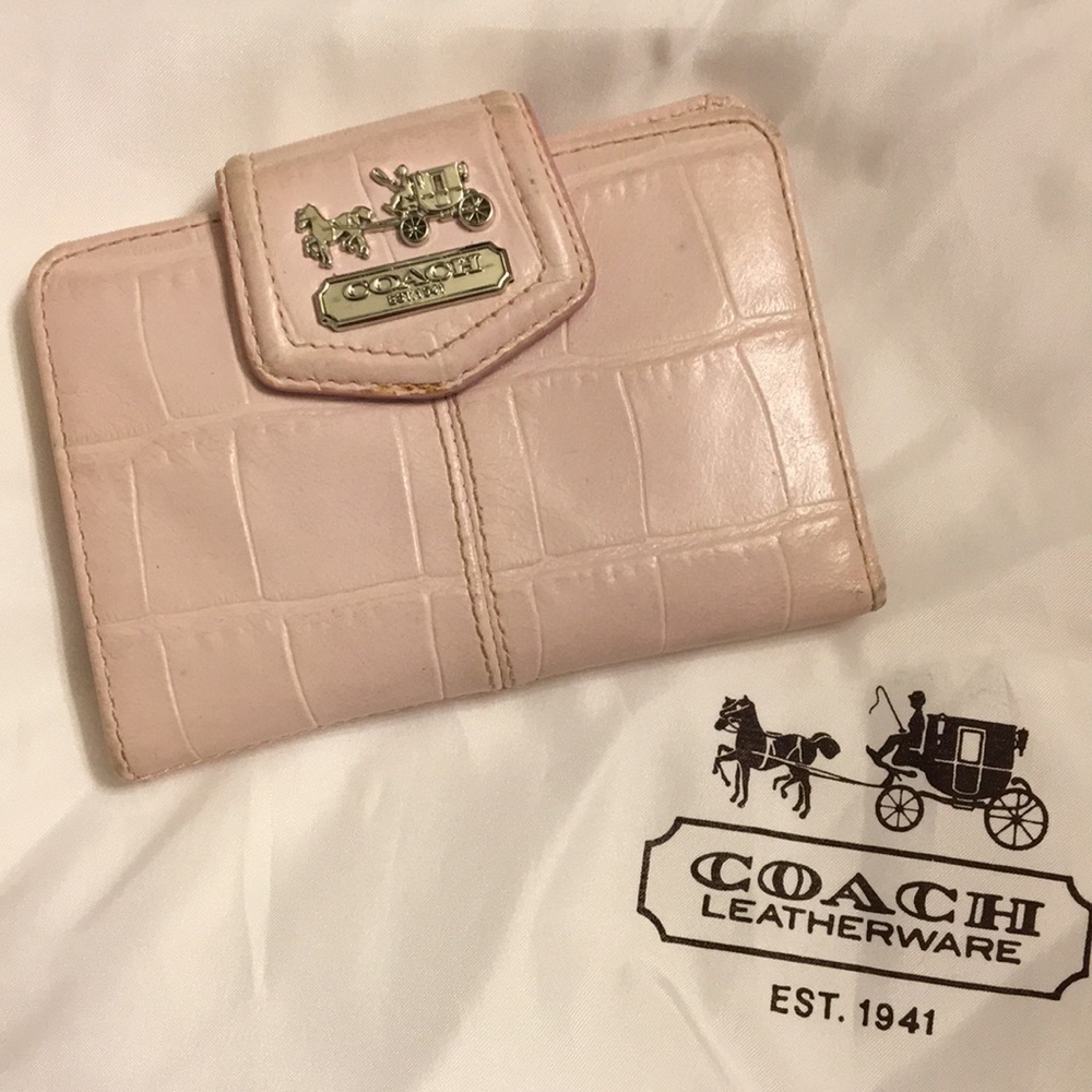Coach Madison pink croc embossed leather wallet